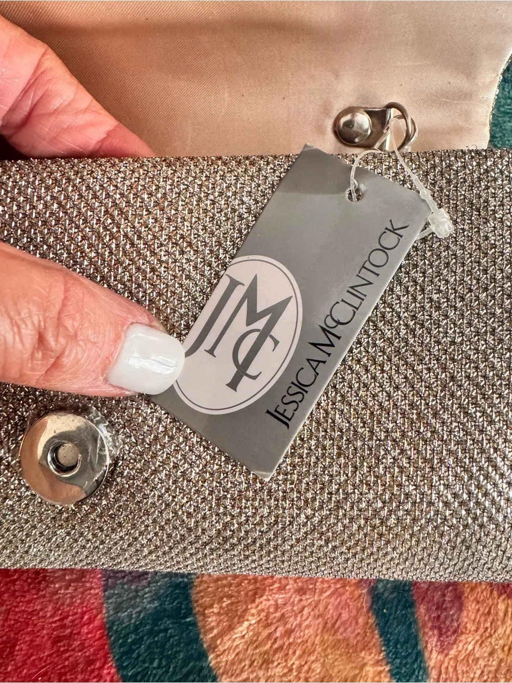 NWT Jessica McClintock Champagne  Rhinestone Evening Clutch Crossbody